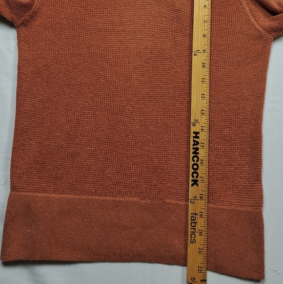 prAna Waffle Knit Sweater XS Rust Orange Organic Cotton Textured Pullover - Picture 8 of 8